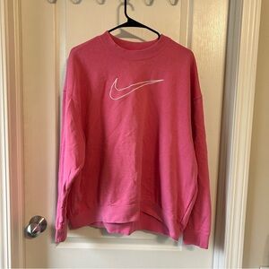 Nike Pink Crew Neck Sweater Embroidered Logo
